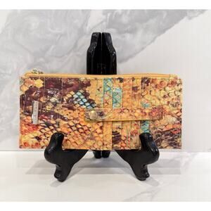 Brahmin Credit Card Slim Wallet Sunny Viper Ombre Melbourne Yellow Leather NWT